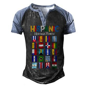 Flags National Hispanic Heritage Month All Countries Flags Men's Henley Shirt Raglan Sleeve 3D Print T-shirt - Thegiftio UK