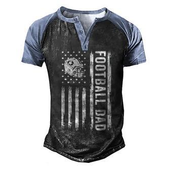Football Dad American Flag Proud Dad Of Ballers Fathers Day Men's Henley Shirt Raglan Sleeve 3D Print T-shirt - Thegiftio UK