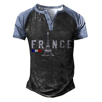 France Paris French Flag Eiffel Tower Souvenir Gift Men's Henley Shirt Raglan Sleeve 3D Print T-shirt - Thegiftio UK