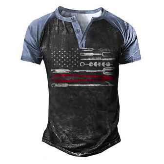 Funny American Flag Grilling Tools Bbq Grill Barbecue Tool Men's Henley Shirt Raglan Sleeve 3D Print T-shirt - Thegiftio UK