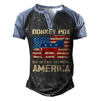 Funny Biden Donkey Pox The Disease Destroying America Back Men's Henley Shirt Raglan Sleeve 3D Print T-shirt - Thegiftio UK