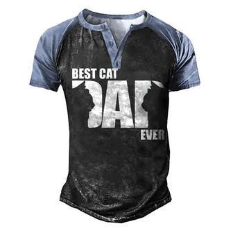Funny Cat Daddy Best Cat Dad Ever Men's Henley Shirt Raglan Sleeve 3D Print T-shirt - Thegiftio UK