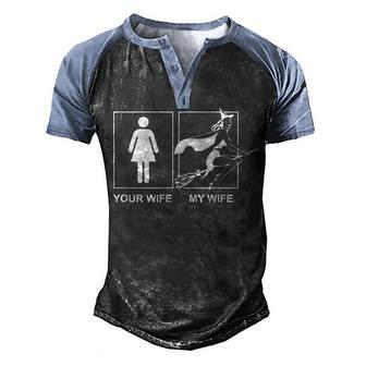 Funny Halloween Flying Witch Wife Novelty For Spouse Men's Henley Shirt Raglan Sleeve 3D Print T-shirt - Seseable