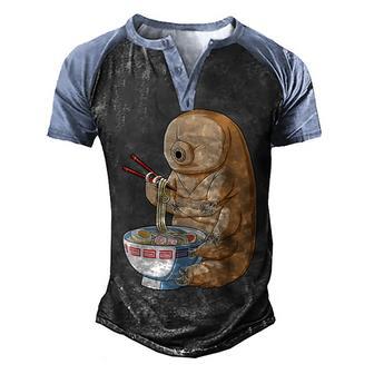 Funny Japanese Kawaii Ramen Noodles Water Bear Tardigrade Men's Henley Shirt Raglan Sleeve 3D Print T-shirt - Thegiftio UK