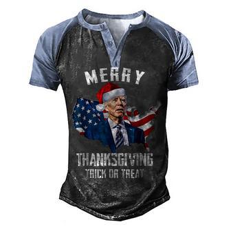 Funny Joe Biden Merry Thanksgiving Usa Flag Anti Biden Men's Henley Shirt Raglan Sleeve 3D Print T-shirt - Thegiftio UK