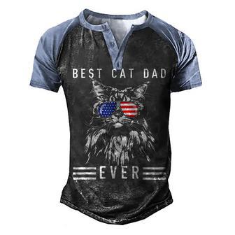 Funny Maine Coon Cat Best Cat Dad Ever Funny Cat Maine Coon Men's Henley Shirt Raglan Sleeve 3D Print T-shirt - Thegiftio UK