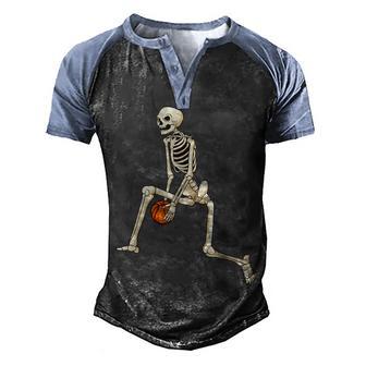 Funny Skeleton Playing Basketball Halloween Costume Mens Boy Men's Henley Shirt Raglan Sleeve 3D Print T-shirt - Thegiftio UK