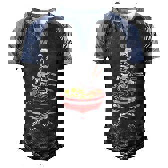 Funny Skeleton Ramen Halloween Anime Lover Kawaii Neko Men's Henley Shirt Raglan Sleeve 3D Print T-shirt - Thegiftio