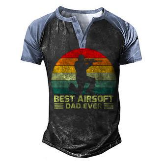 Funny Vintage Best Airsoft Dad Ever Fathers Day Men's Henley Shirt Raglan Sleeve 3D Print T-shirt - Thegiftio UK