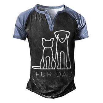 Fur Dad Pet Lover Cat Dog Daddy Husband Funny Fathers Day Men's Henley Shirt Raglan Sleeve 3D Print T-shirt - Thegiftio UK