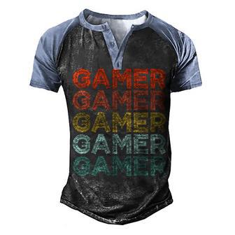 Gamer Vintage Retro 70S 80S Style Video Game Men Boys N Men's Henley Shirt Raglan Sleeve 3D Print T-shirt - Thegiftio UK