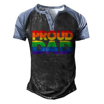 Gay Pride Proud Dad Lgbt Parent Fathers Day Men's Henley Shirt Raglan Sleeve 3D Print T-shirt - Thegiftio UK
