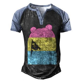 Girl Anime Pansexual Pride Pansexual Flag Lgbt Month Men's Henley Shirt Raglan Sleeve 3D Print T-shirt - Thegiftio UK