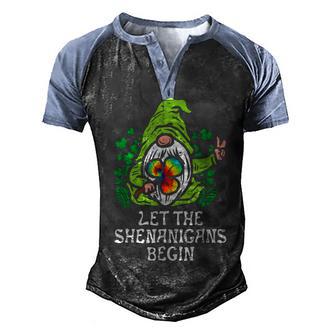 Gnome Tie Dye Shamrock Let Shenanigans Begin St Patricks Day Men's Henley Shirt Raglan Sleeve 3D Print T-shirt - Thegiftio UK
