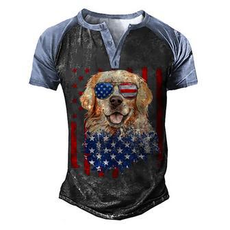 Golden Retriever Usa American Flag 4Th Of July Men's Henley Shirt Raglan Sleeve 3D Print T-shirt - Thegiftio UK