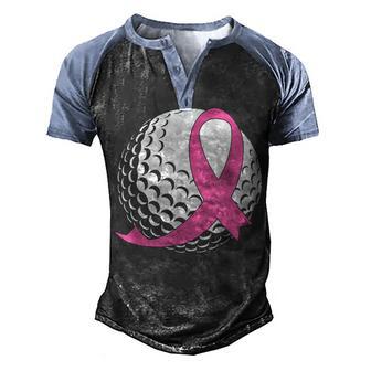 Golf Pink Ribbon Breast Cancer Awareness Men's Henley Shirt Raglan Sleeve 3D Print T-shirt - Thegiftio UK