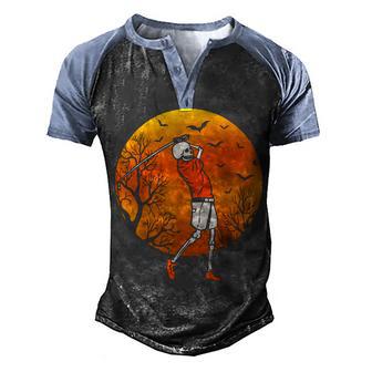 Golf Player Skeleton Halloween Men Boys Golf Fan Men's Henley Shirt Raglan Sleeve 3D Print T-shirt - Thegiftio UK