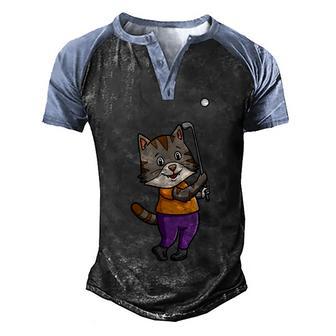 Golfer Par Cat Lover Kitty Owner Cat Whisperer Men's Henley Shirt Raglan Sleeve 3D Print T-shirt - Thegiftio UK