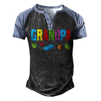 Grandpa Master Builder Building Bricks Blocks Family Set Men's Henley Shirt Raglan Sleeve 3D Print T-shirt - Thegiftio UK