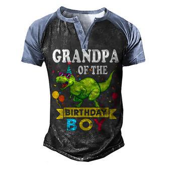 Grandpa Of The Birthday Boy T-Rex Rawr Dinosaur Birthday Boy Men's Henley Shirt Raglan Sleeve 3D Print T-shirt - Thegiftio UK