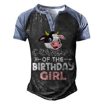 Grandpa Of The Birthday Girl Cows Farm Cow Grandfather Men's Henley Shirt Raglan Sleeve 3D Print T-shirt - Thegiftio UK