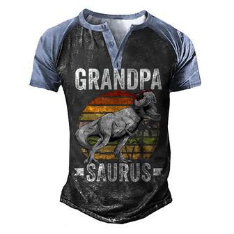 Grandpa Saurus Dinosaur Grandpasaurus Family Matching T Rex Men's Henley Shirt Raglan Sleeve 3D Print T-shirt - Thegiftio UK