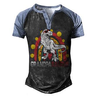 Grandpa Saurus T Rex Dinosaur Fathers Day Family Matching Men's Henley Shirt Raglan Sleeve 3D Print T-shirt - Thegiftio UK