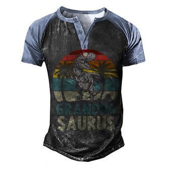 Grandpasaurus T Rex Dinosaur Grandpa Fathers Day Men's Henley Shirt Raglan Sleeve 3D Print T-shirt - Thegiftio UK