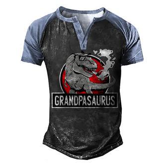 Grandpasaurus T Rex Dinosaur Grandpa Saurus Family Matching V4 Men's Henley Shirt Raglan Sleeve 3D Print T-shirt - Thegiftio UK