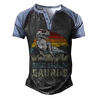 Great Grandpasaurus T Rex Dinosaur Grandpa Saurus Family Men's Henley Shirt Raglan Sleeve 3D Print T-shirt - Thegiftio UK