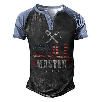 Grill Master Usa Flag Patriotic Barbeque Bbq 4Th Of July Men's Henley Shirt Raglan Sleeve 3D Print T-shirt - Thegiftio UK
