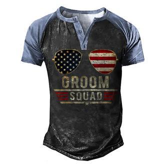 Groom Squad Bachelor Party Groomsmen Wedding Usa Sunglasses Men's Henley Shirt Raglan Sleeve 3D Print T-shirt - Thegiftio UK