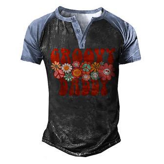 Groovy Daddy Retro Matching Family Baby Shower Fathers Day Men's Henley Shirt Raglan Sleeve 3D Print T-shirt - Thegiftio UK