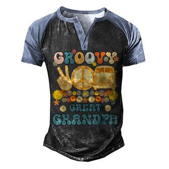 Groovy Great Grandpa Retro Matching Family Baby Shower Men's Henley Shirt Raglan Sleeve 3D Print T-shirt - Thegiftio UK
