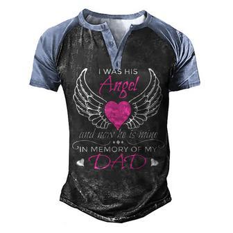 Guardian Angel Dad I Was His Angel Now He Is Mine V2 Men's Henley Shirt Raglan Sleeve 3D Print T-shirt - Thegiftio UK