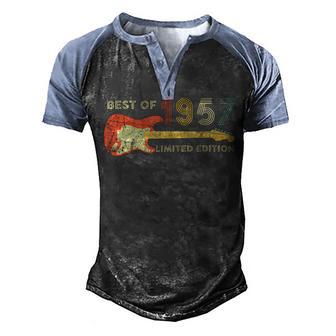 Guitar Fathers Day Dad Gifts - Best Of 1957 65Th Birthday Men's Henley Shirt Raglan Sleeve 3D Print T-shirt - Thegiftio UK