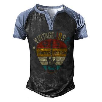Guitar Lover 30Th Birthday Best Of 1992 Limited Edition Men's Henley Shirt Raglan Sleeve 3D Print T-shirt - Thegiftio UK