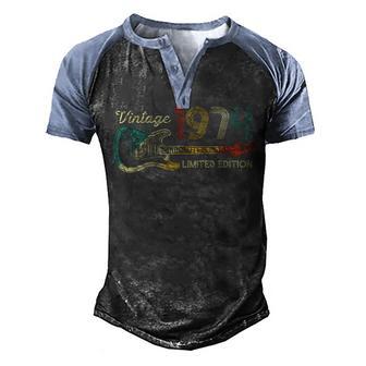 Guitar Lover 48 Year Old Gifts Vintage 1974 Limited Edition Men's Henley Shirt Raglan Sleeve 3D Print T-shirt - Thegiftio UK