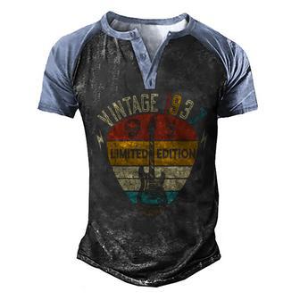 Guitar Lover 85Th Birthday Best Of 1937 Limited Edition Men's Henley Shirt Raglan Sleeve 3D Print T-shirt - Thegiftio UK