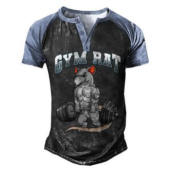Gym Rat Fitness Bodybuilding Men's Henley Shirt Raglan Sleeve 3D Print T-shirt - Thegiftio UK