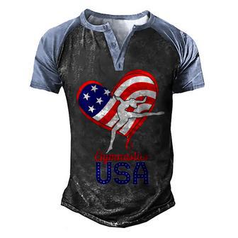 Gymnastics Usa Support The Team Us Flag 4Th Of July Men's Henley Shirt Raglan Sleeve 3D Print T-shirt - Thegiftio UK