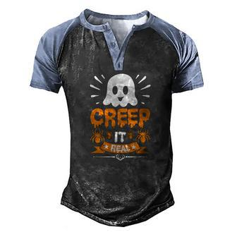 Halloween Boo Creep It Real Men's Henley Shirt Raglan Sleeve 3D Print T-shirt - Seseable
