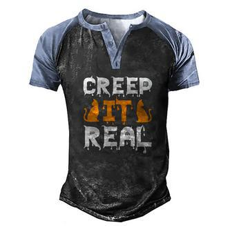 Halloween Creep It Real Cats Men's Henley Shirt Raglan Sleeve 3D Print T-shirt - Seseable