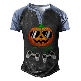 Halloween Jack O Lantern Gamer Boys Kids Men Funny Halloween V3 Men's Henley Shirt Raglan Sleeve 3D Print T-shirt - Thegiftio UK