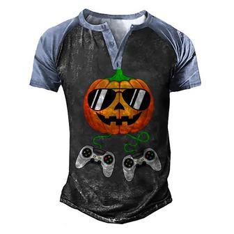 Halloween Jack O Lantern Gamer Boys Kids Men Funny Halloween V4 Men's Henley Shirt Raglan Sleeve 3D Print T-shirt - Thegiftio UK