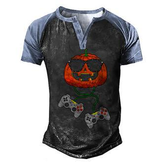 Halloween Jack O Lantern Gamer Boys Kids Men Funny Halloween V8 Men's Henley Shirt Raglan Sleeve 3D Print T-shirt - Thegiftio UK