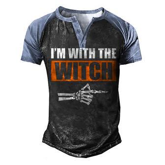 Halloween Men Im With The Witch Funny Halloween Men's Henley Shirt Raglan Sleeve 3D Print T-shirt - Thegiftio UK