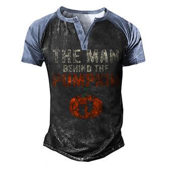 Halloween Mens The Man Behind The Pumpkin Dad Halloween Men's Henley Shirt Raglan Sleeve 3D Print T-shirt - Thegiftio UK