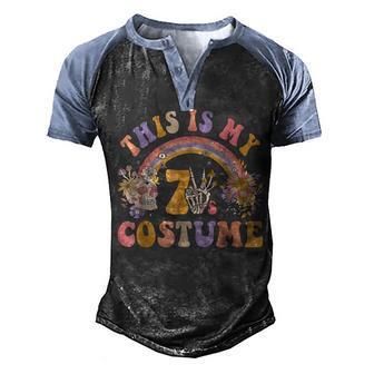 Halloween Peace Hippie Retro Groovy This Is My 70S Costume Men's Henley Shirt Raglan Sleeve 3D Print T-shirt - Thegiftio UK
