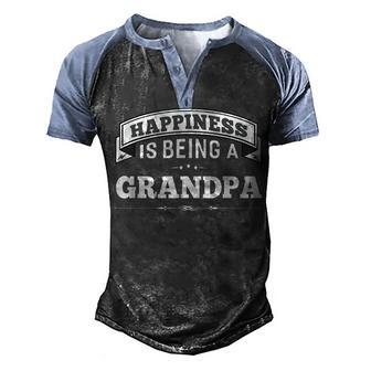 Happiness Is Being A Grandpa Men Top Fathers Day Gifts Men's Henley Shirt Raglan Sleeve 3D Print T-shirt - Thegiftio UK